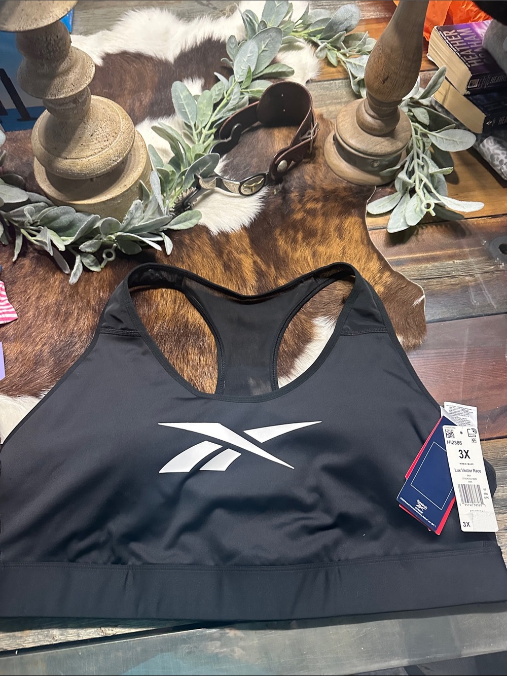 NWT Reebok Black and White Racerback Sports Bra